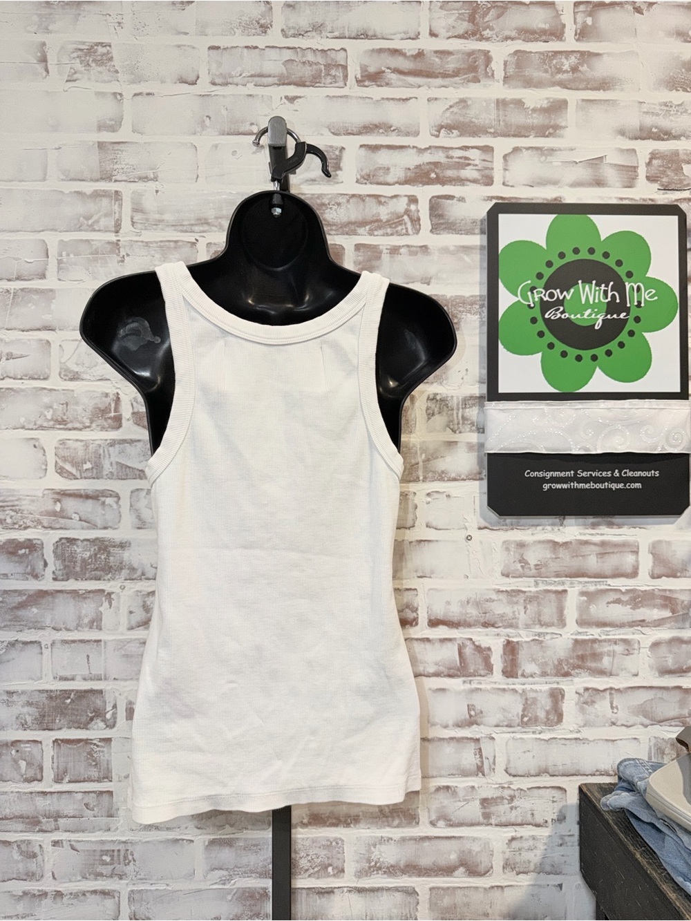 MOTHER White Ribbed Tank Top medium - Picture 2 of 5